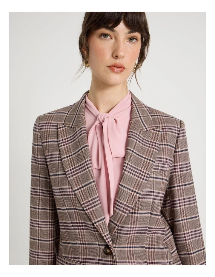 Double Breasted Blazer in Pink Check image 5