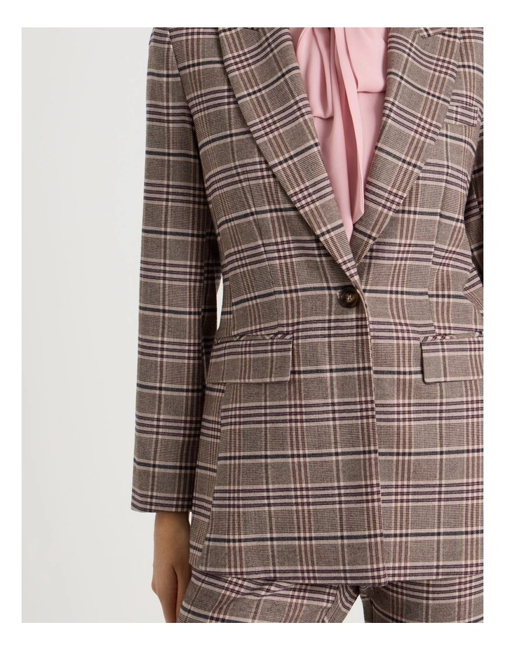 Double Breasted Blazer in Pink Check image 7