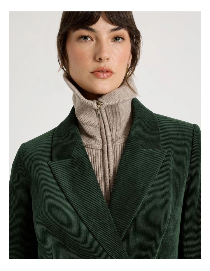 Cord Double Breasted Blazer in Dark Green image 2