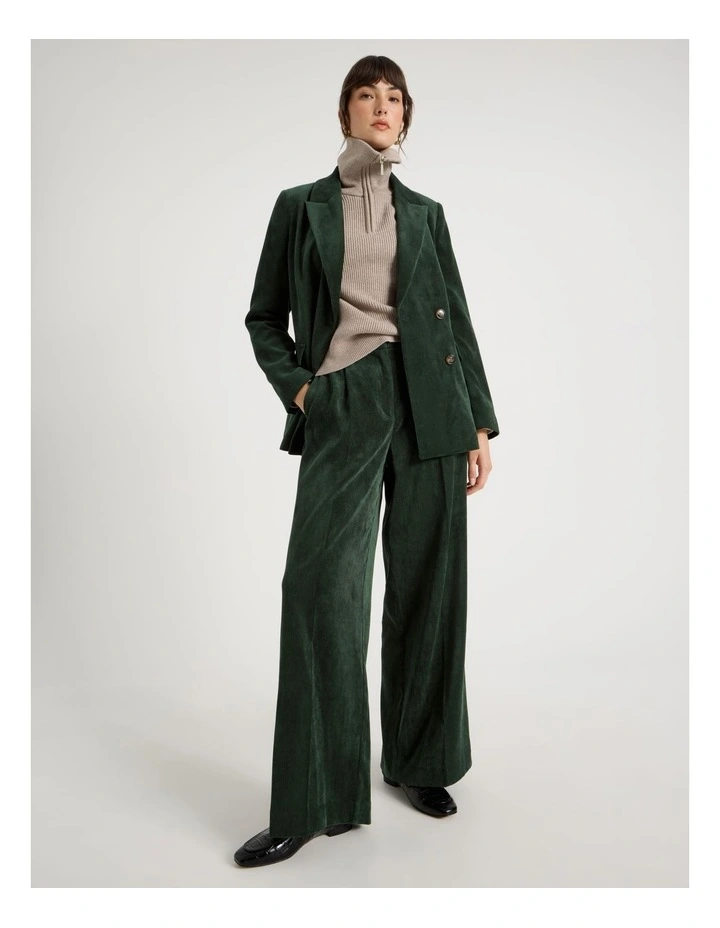 Cord Double Breasted Blazer in Dark Green image 3