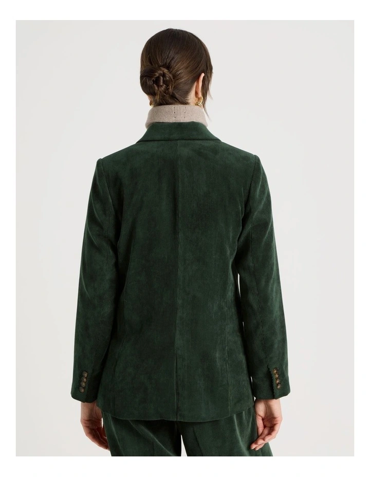 Cord Double Breasted Blazer in Dark Green image 6