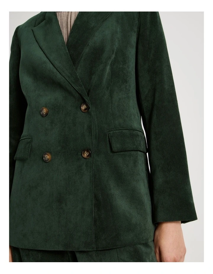 Cord Double Breasted Blazer in Dark Green image 7