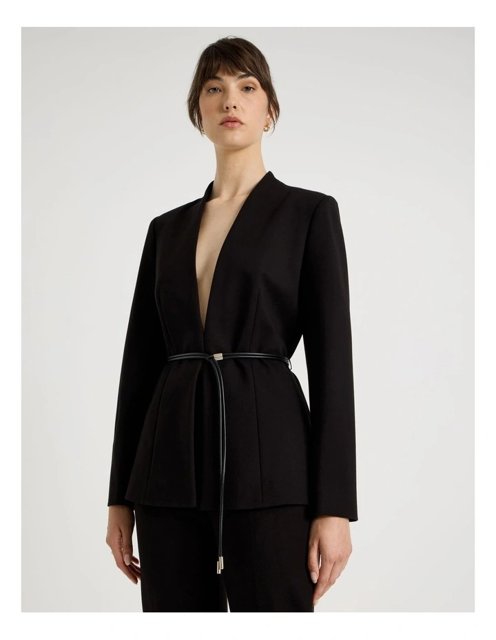 Ponte Blazer With Belt in Black image 1