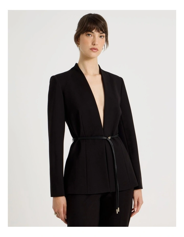 Ponte Blazer With Belt in Black image 3