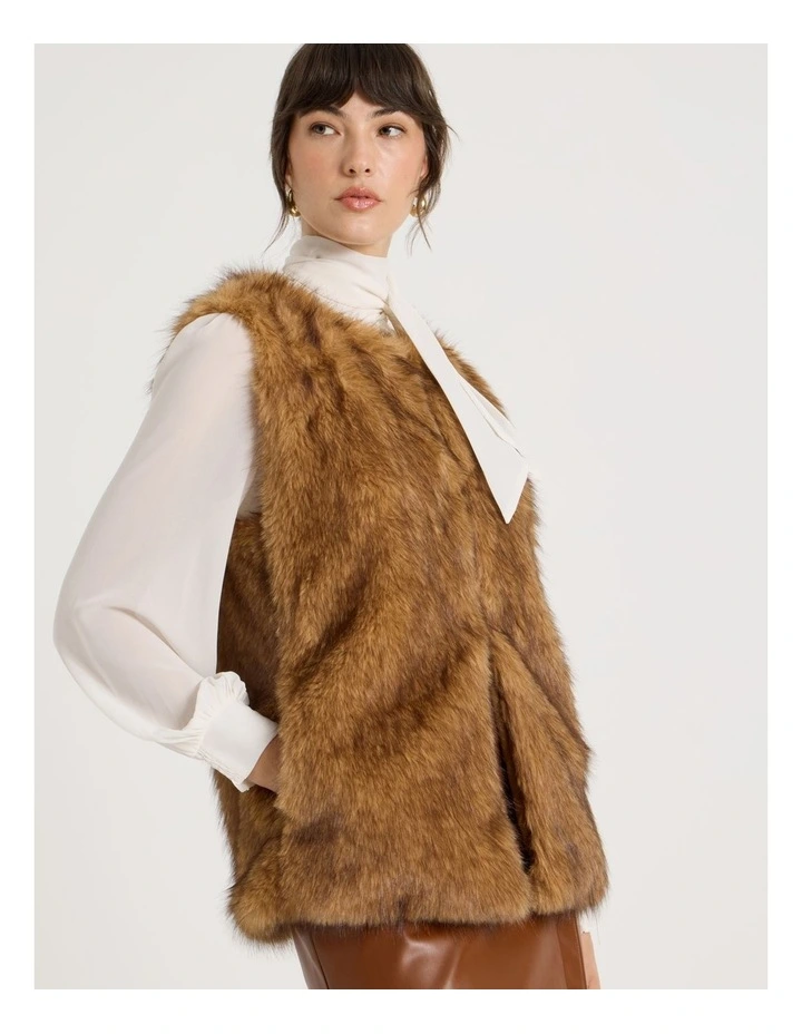 Fur Vest in Camel image 1