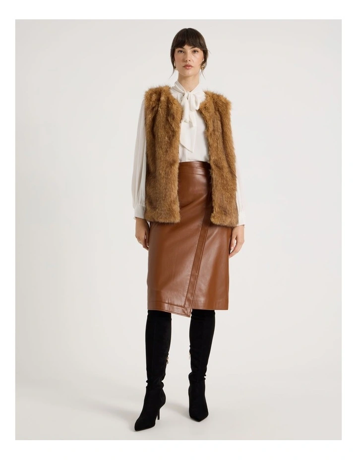 Fur Vest in Camel image 2