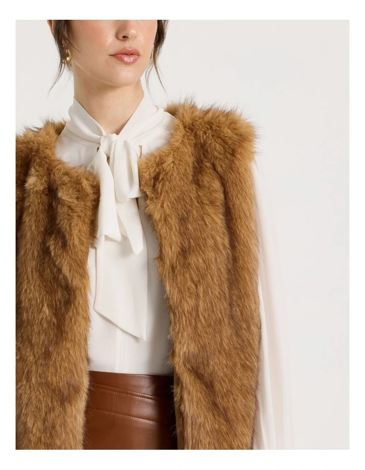 Fur Vest in Camel image 3