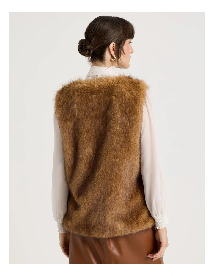 Fur Vest in Camel image 6