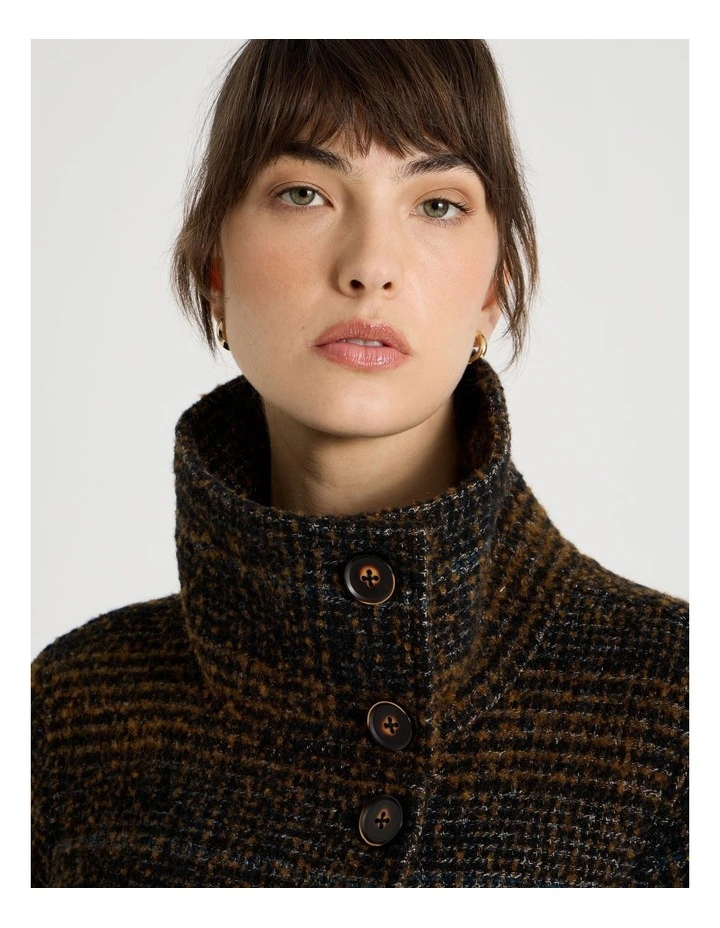Funnel Neck Coat in Charcoal and Gingerbread image 2