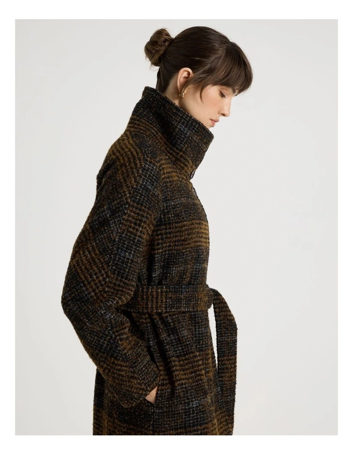 Funnel Neck Coat in Charcoal and Gingerbread image 3