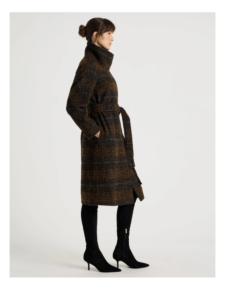 Funnel Neck Coat in Charcoal and Gingerbread image 4