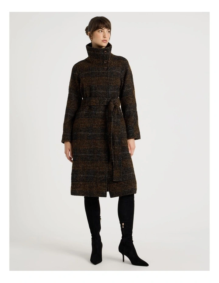Funnel Neck Coat in Charcoal and Gingerbread image 5