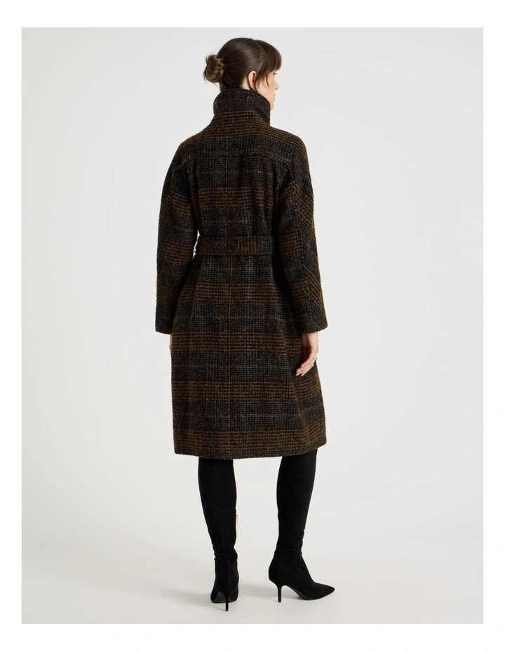Funnel Neck Coat in Charcoal and Gingerbread image 6