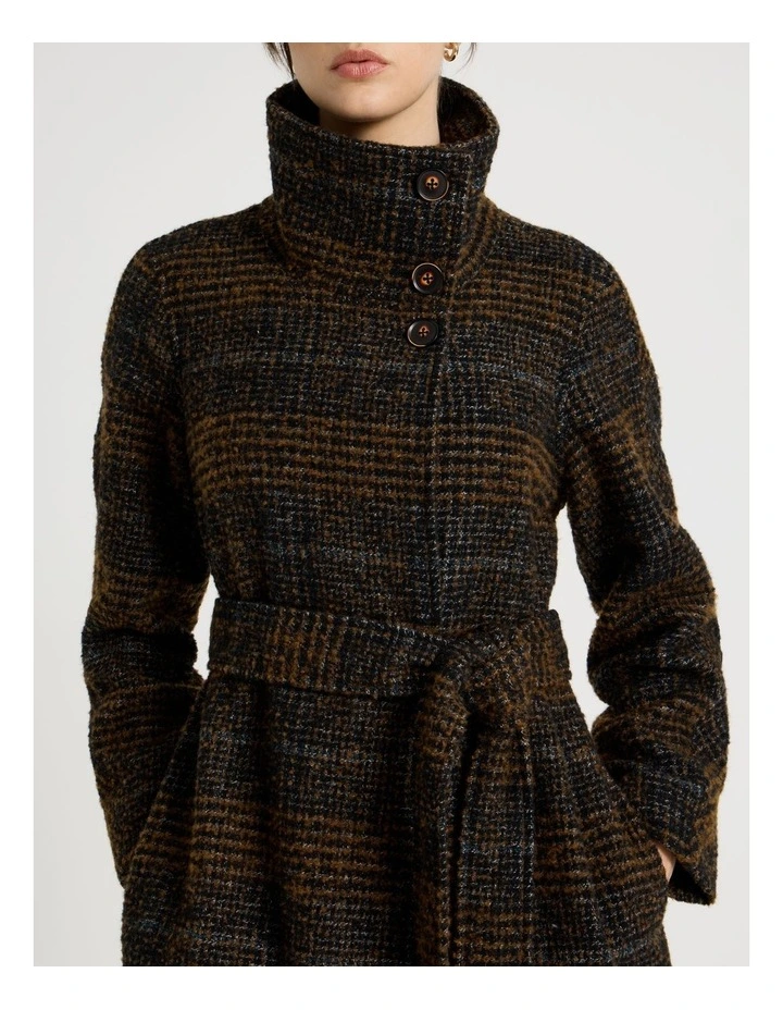 Funnel Neck Coat in Charcoal and Gingerbread image 7