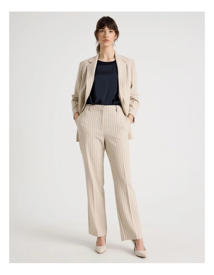 Single Breasted Pinstripe Drape Blazer in Stone image 4