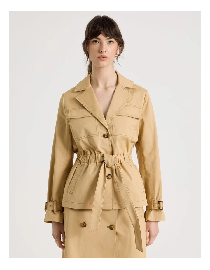 Cropped Gathered Jacket in Stone image 5