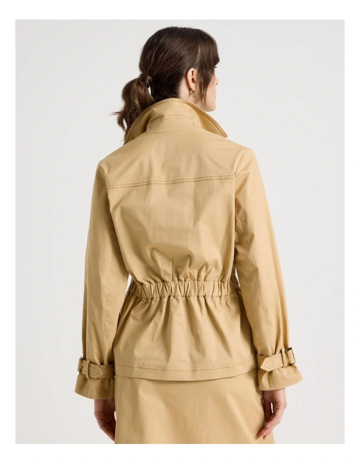 Cropped Gathered Jacket in Stone image 6