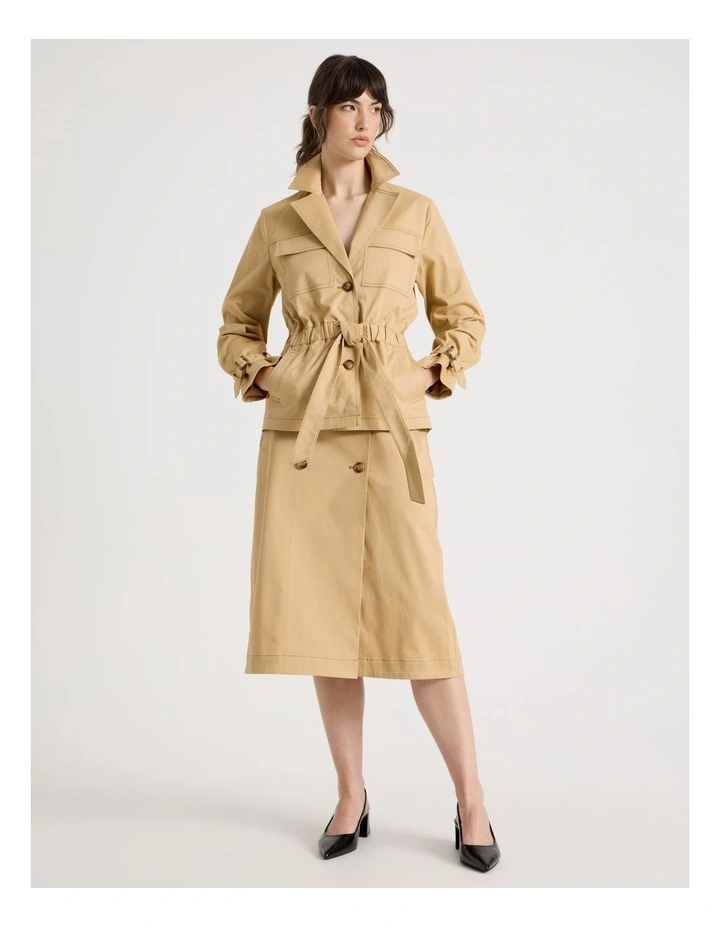 Cropped Gathered Jacket in Stone image 7