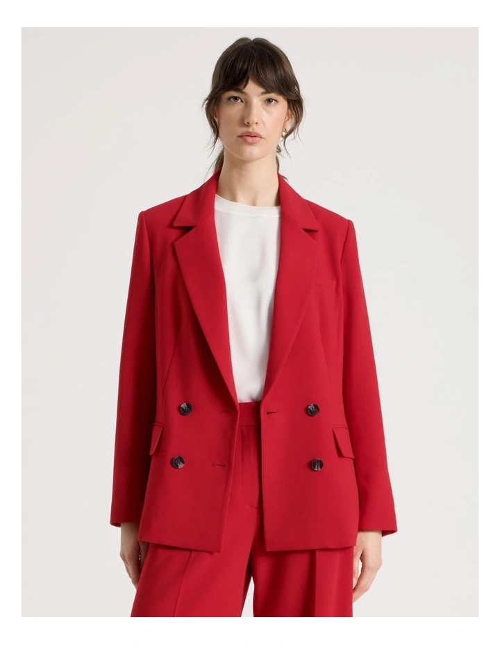Double Breasted Blazer in Red image 3