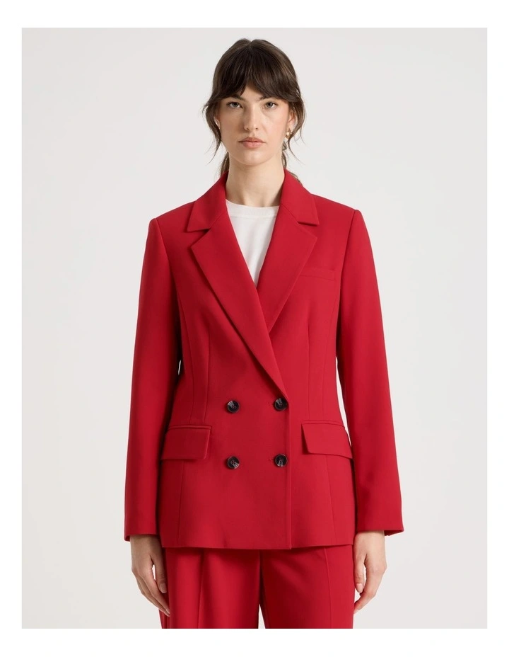 Double Breasted Blazer in Red image 5