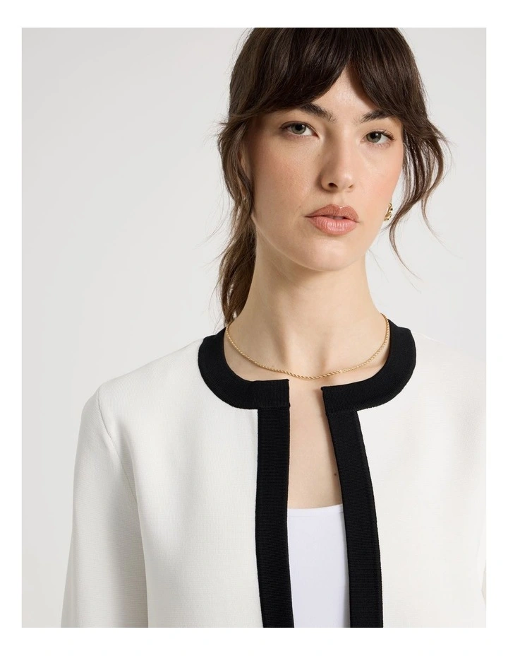 Milano Piped Cropped Jacket in Ecru image 2