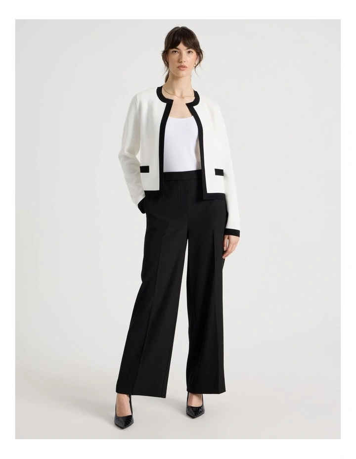 Milano Piped Cropped Jacket in Ecru image 3