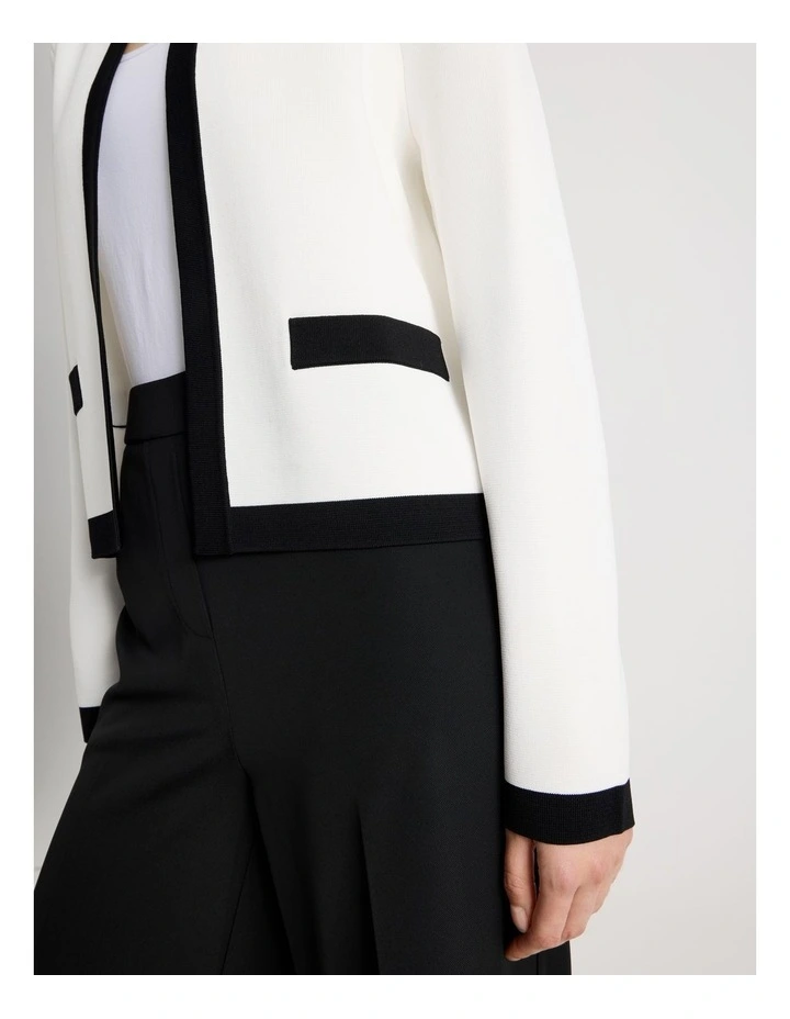 Milano Piped Cropped Jacket in Ecru image 5