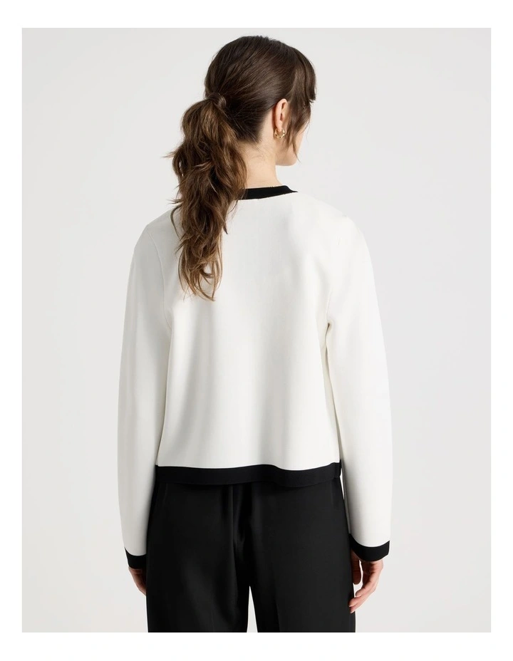 Milano Piped Cropped Jacket in Ecru image 6