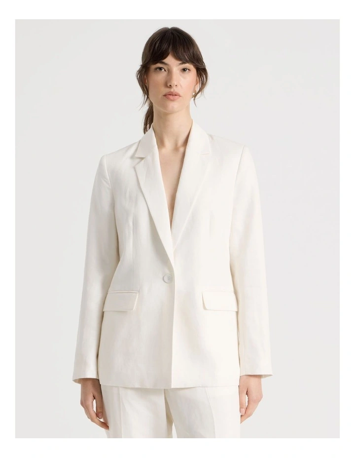 Single Breasted Blazer in Ecru image 3