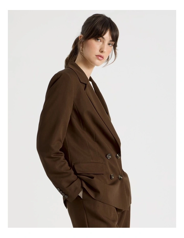 Double Breasted Blazer in Chocolate image 2
