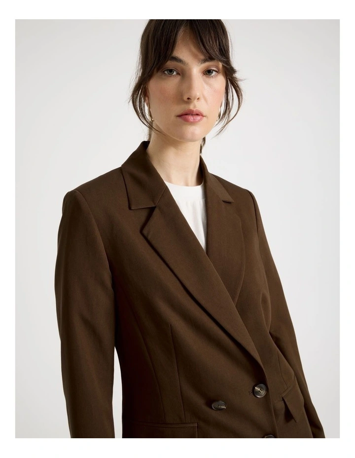 Double Breasted Blazer in Chocolate image 3