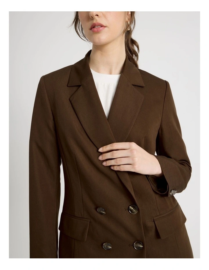 Double Breasted Blazer in Chocolate image 4
