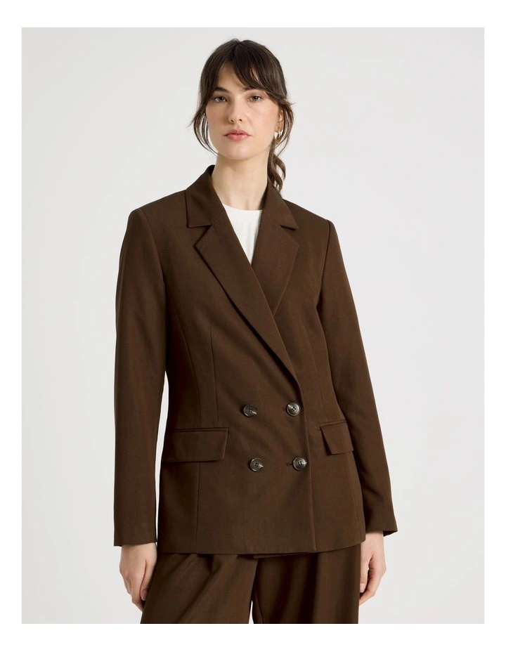 Double Breasted Blazer in Chocolate image 5