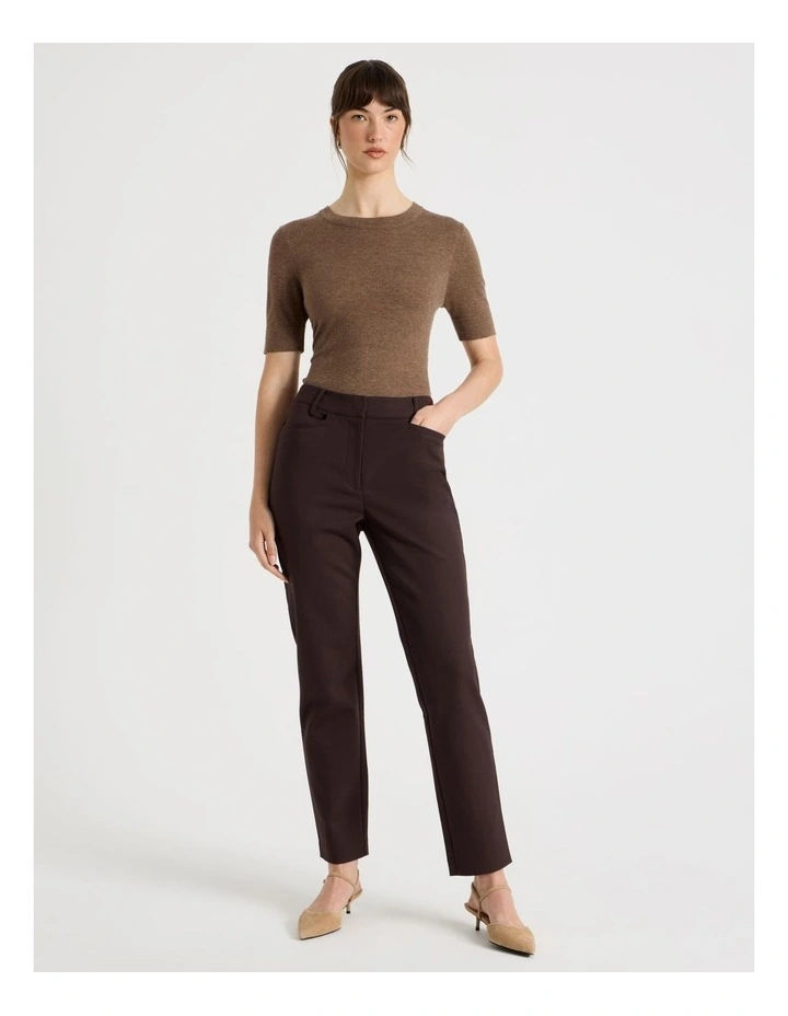 Compact Sateen Pants in Brown image 6