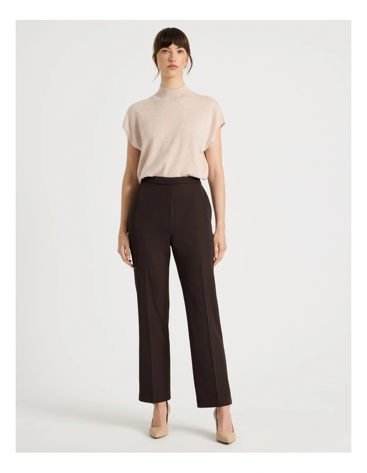 Drape Twill Straight Leg Pants in Brown image 1