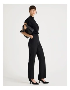 Drape Twill Straight Leg Pants in Black