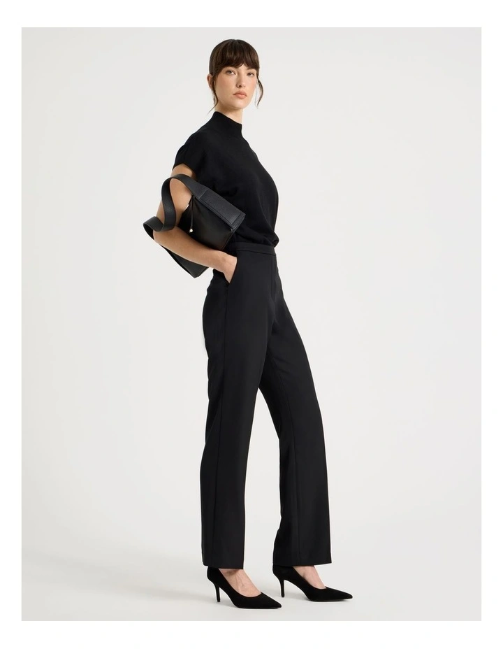 Drape Twill Straight Leg Pants in Black image 1