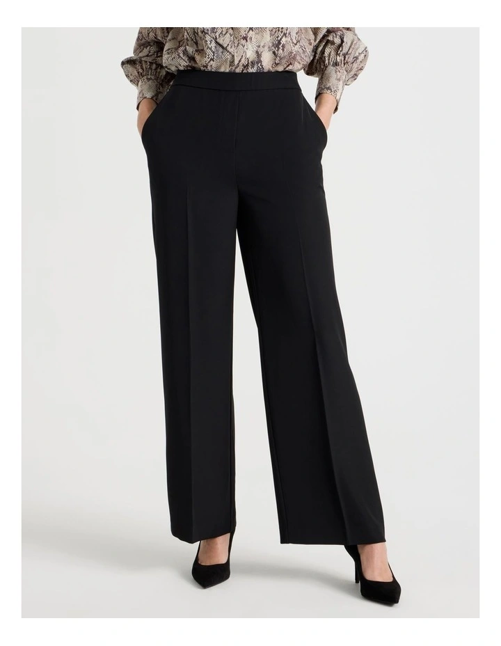 Drape Twill Wide Leg Pants in Black image 2