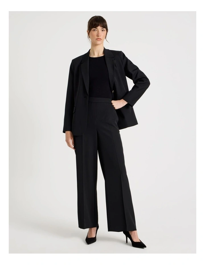 Drape Twill Wide Leg Pants in Black image 7