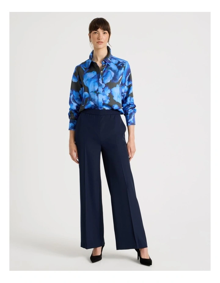 Drape Twill Wide Leg Pants in Navy image 2
