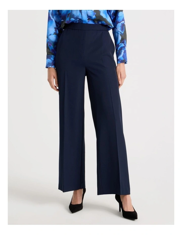 Drape Twill Wide Leg Pants in Navy image 3