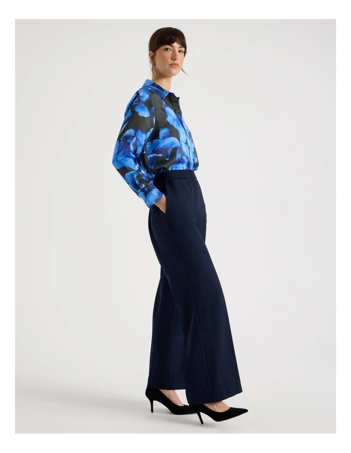 Drape Twill Wide Leg Pants in Navy image 4