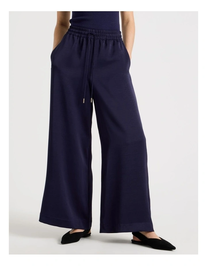 Satin Wide Leg Pants in Navy image 2