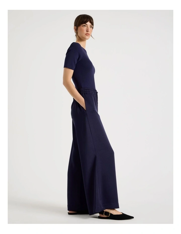 Satin Wide Leg Pants in Navy image 4