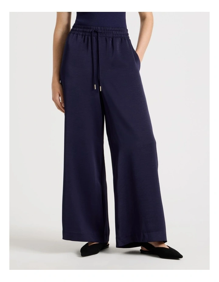 Satin Wide Leg Pants in Navy image 5