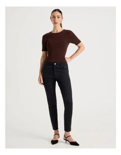 Sateen Twill Five Pocket Pants in Black
