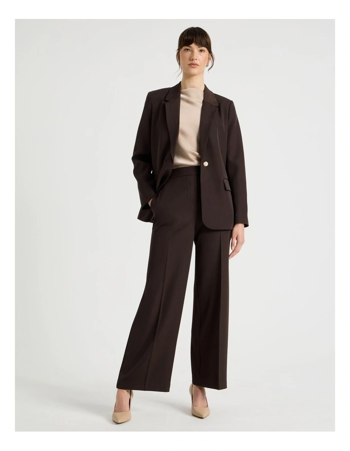Drape Twill Wide Leg Pants in Brown image 1