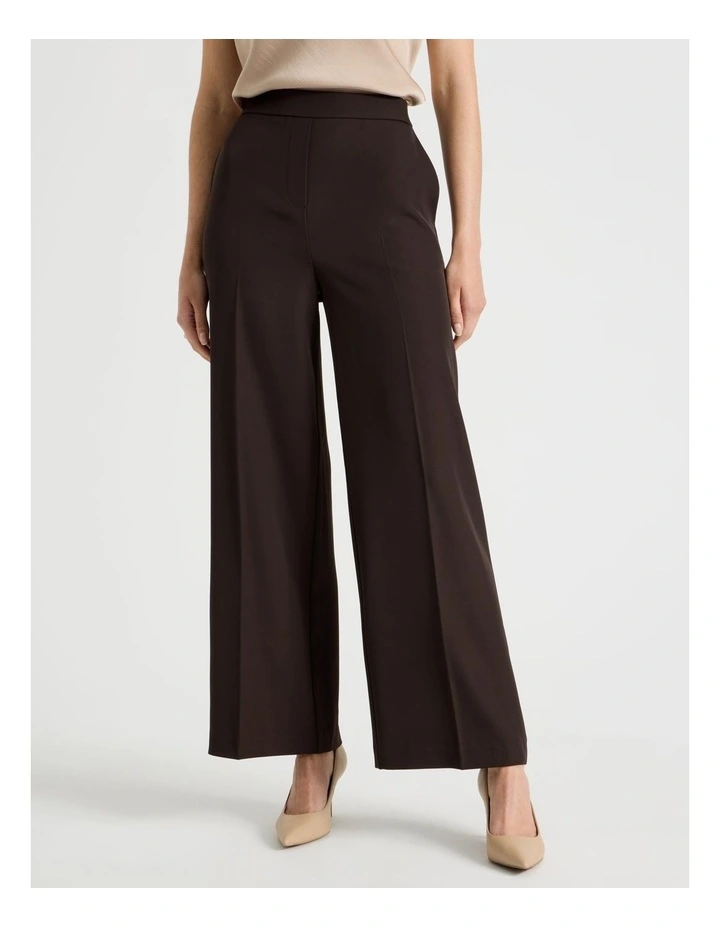 Drape Twill Wide Leg Pants in Brown image 2