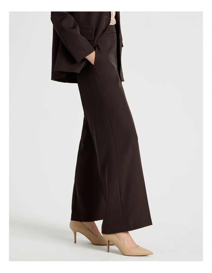 Drape Twill Wide Leg Pants in Brown image 3