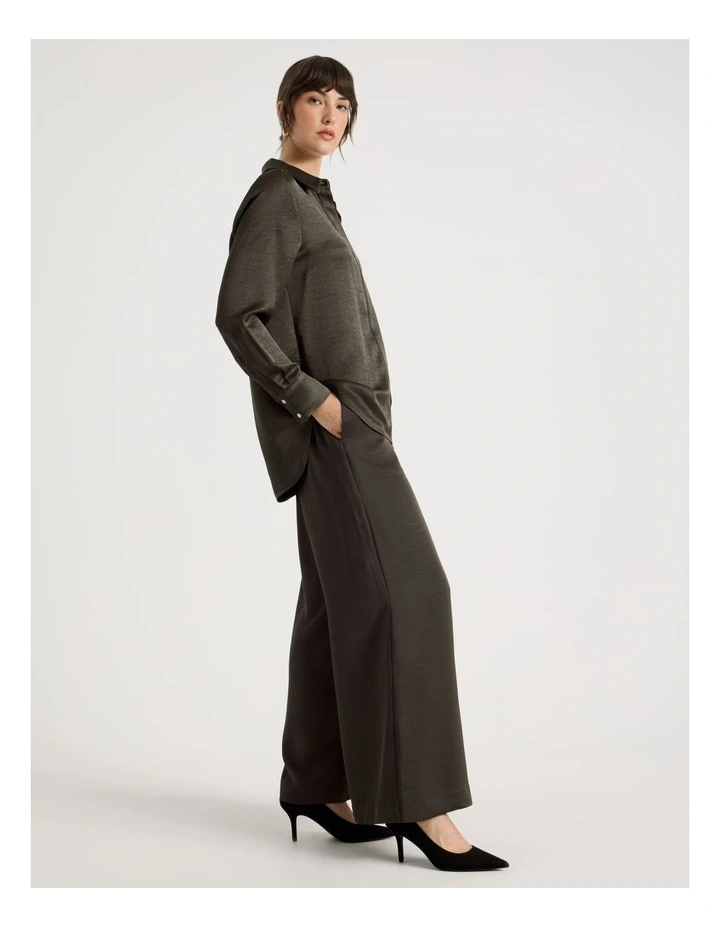 Polyester Satin Wide Leg Pants in Charcoal image 3